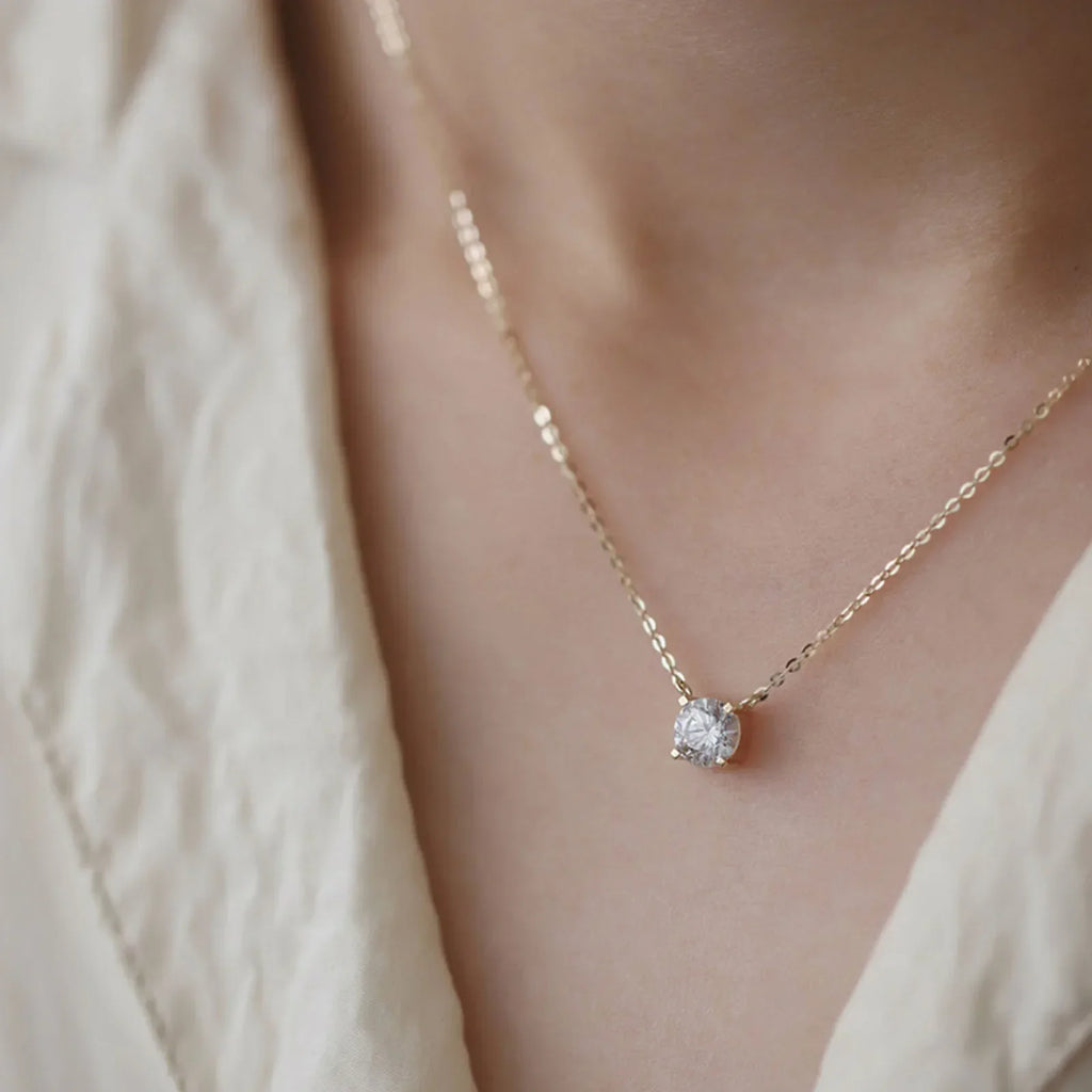 925 Sterling Silver 18k Gold Plated Necklace Versatile Single Sparkling Zircon Clavicle Chain for Women Wedding Jewelry Vera Lux