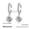 NeeTim 0.5ct 1ct S925 Sterling Silver Moissanite Drop Earrings Trendy Luxury Designer Earing for Women Gift With Certificate Vera Lux