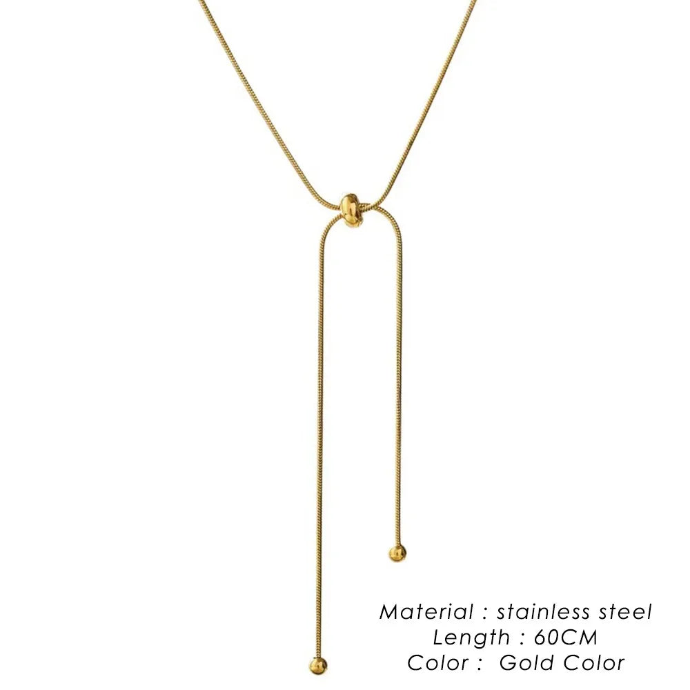 Personalized Snake Chain Adjustable Y Necklace for Woman Clavicle Pendant Stainless Steel Necklace Women's Holiday Gift Jewelry Vera Lux