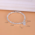 925 Sterling Silver Matte Finish Geometry Bracelet For Women Letter Bead Frosting Peace Jewelry Gifts Vera Lux