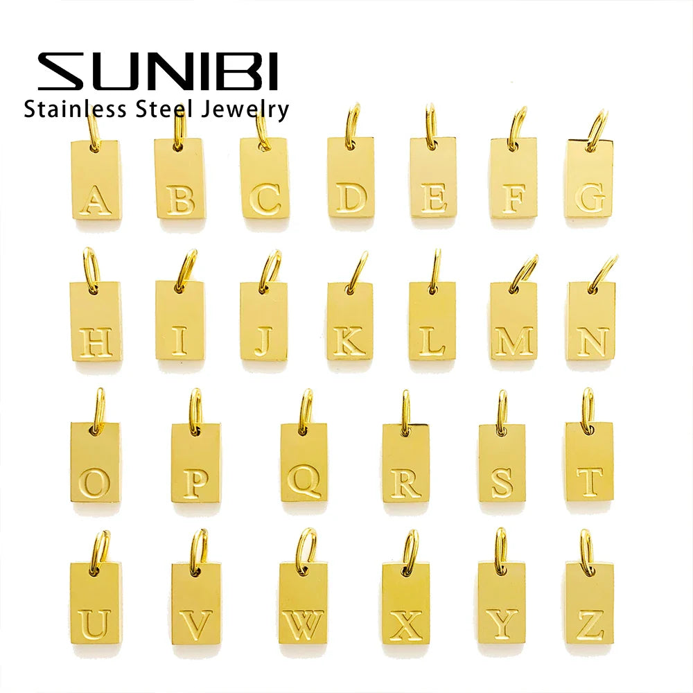 SUNIBI Alphabet Charm Pendant for Necklaces Stainless Steel Jewelry DIY Engraved Lettering Accessories Women's Fashion Jewelry Vera Lux
