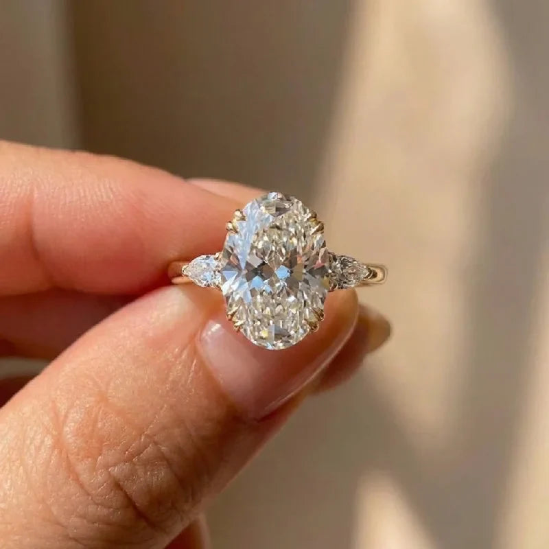 925 Sterling Silver Zirconia Gorgeous Shiny Oval Stone Rings For Women Engagement Wedding Luxury High Quality Fine Jewelry Vera Lux