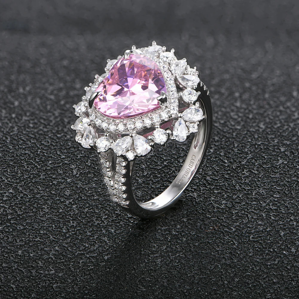 MINTYBOX 4.0CT Heart Ruby Rings for Women S925 Sterling Sliver 10*10MM Gemstone Engagement Wedding Rings Fine Jewelry Party Vera Lux