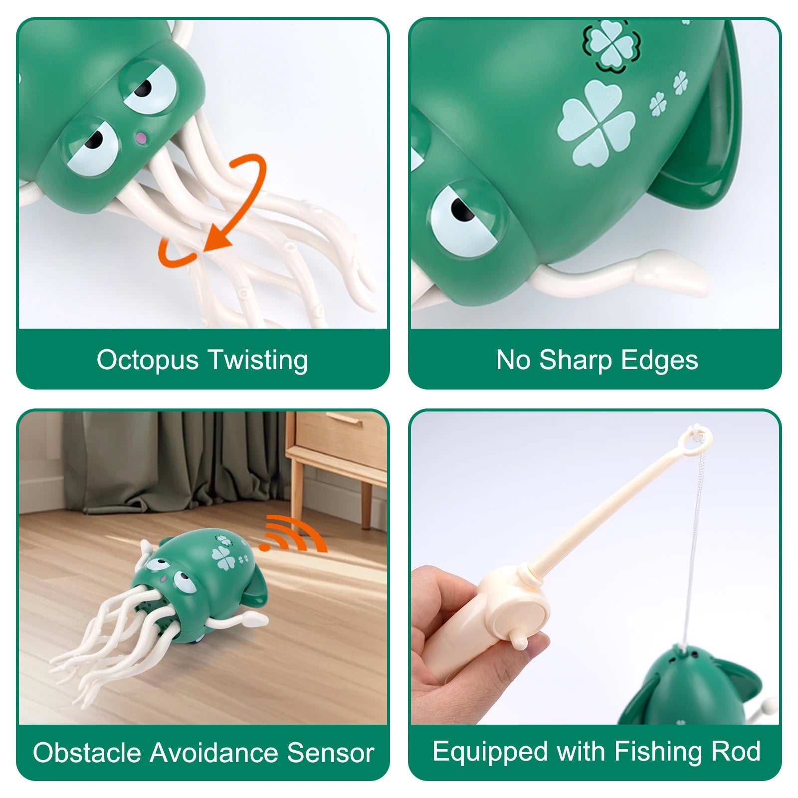 Electronic Dancing Squid Toys with Light&Music Funny Induction Lying Flat Squid Toddler Interactive Development Tummy Time Gifts Whatever the Treasure