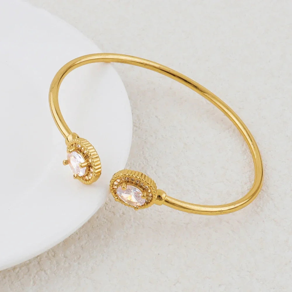 Crystal Earrings Bracelet Pendant Jewelry Set Gold Plated Necklace Elegant Women Fashion Trendy Bohemia Luxury Party Gift Bride Vera Lux