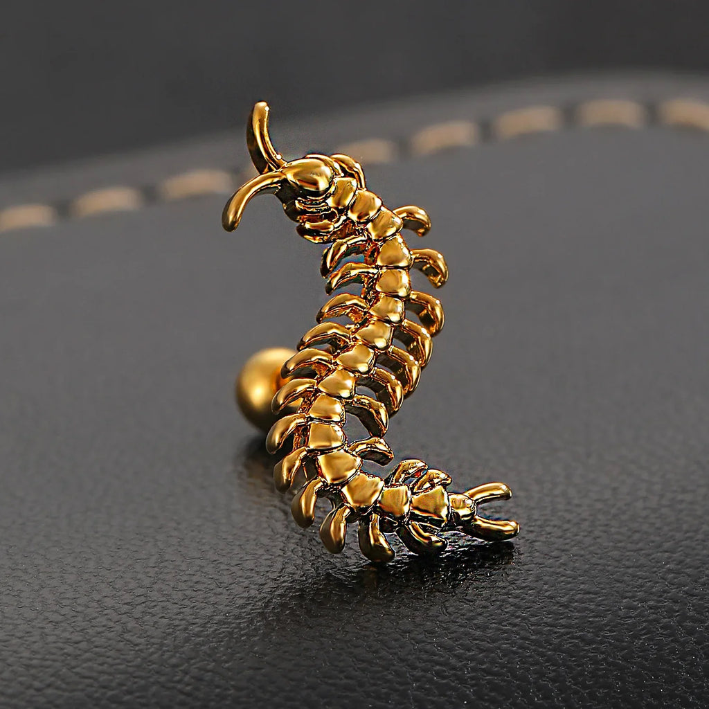 A Personalized Stainless Steel Centipede Earring, Trendy Men's and Women's Hip-hop Rock Avant-garde Jewelry Ear Studs Vera Lux