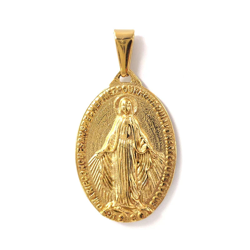 Hot Sale Virgin Mary Pendant Necklace - 18K Gold Plated & 316L Stainless Steel Religious Medallion, Catholic Gifts for Women Men Vera Lux