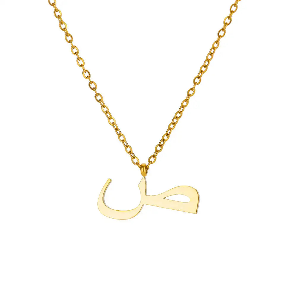 Arabic Letter Name Pendant Necklace For Women Stainless Steel Inital Chain Choker Collar Necklace 2024 Wedding Jewelry bijoux Vera Lux