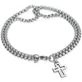 1pcs Bracelet Stainless Steel Thick Chain Cross Hollow Cross Pendant Double Bracelet Personality Niche High-grade Hand Jewelry Vera Lux