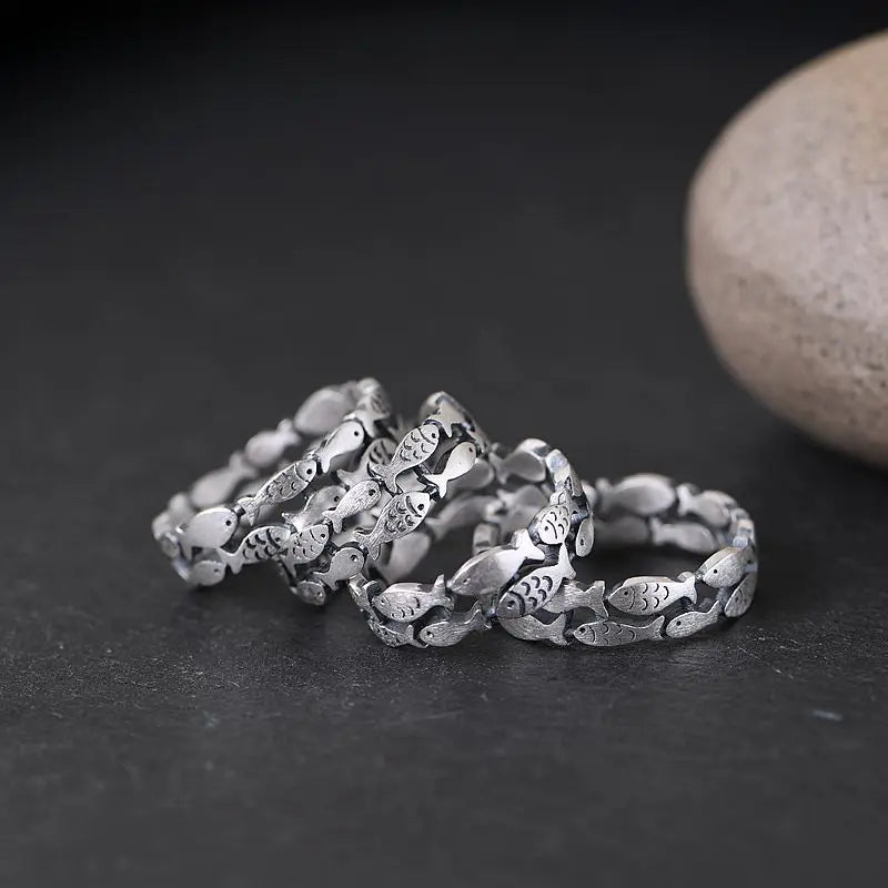 925 Sterling Silver Bilayer Fish Adjustable Rings For Women Engagement Wedding Luxury Quality Aesthetic Jewelry Jewellery Vera Lux