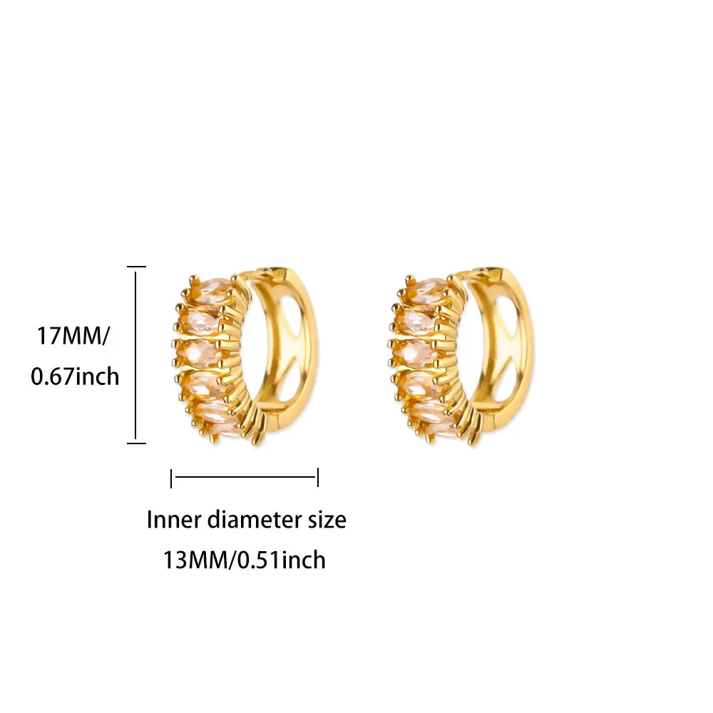 Zircon Hoop Earrings For Women Stainless Steel Gold Color Piercing Earring 2025 New Trend Fashion Wedding Couple Jewelry Gift Vera Lux