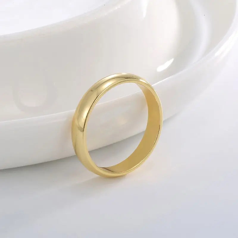 925 Sterling Silve Gold Colour Ring Fashion Women's Classic Simple Couple's Wedding Ring Engagement Party Jewellery Gift Vera Lux
