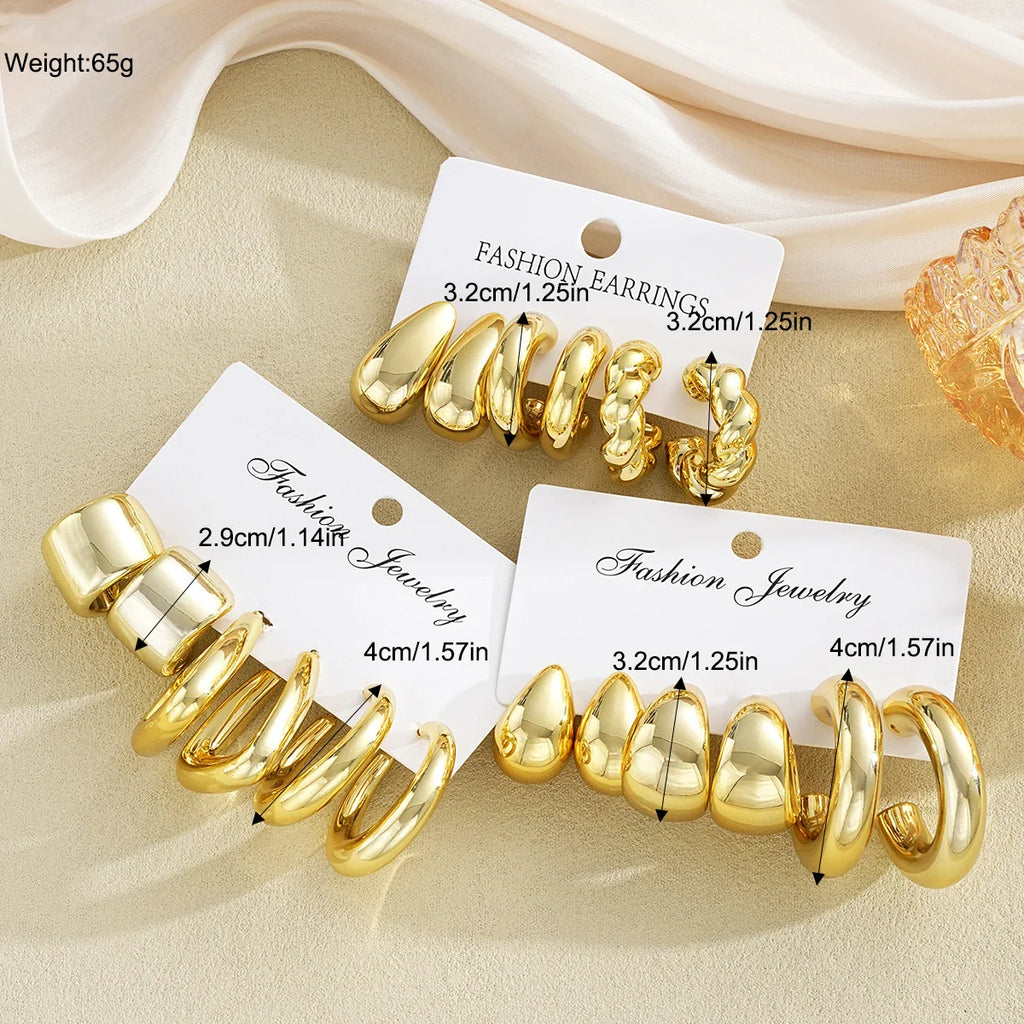 18 Pcs/Set Fashion Water Drop Earring For Women Vintage Exaggerated Geometric Twist Hoop Earrings Personalized Jewelry Gifts New Vera Lux