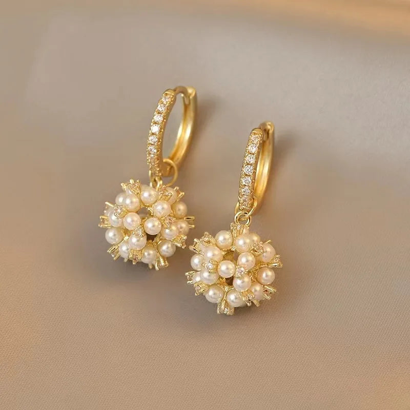2024 Korean New Simple Temperament Circle Pearl Earrings Fashion Small Versatile Earrings Women's Jewelry Vera Lux
