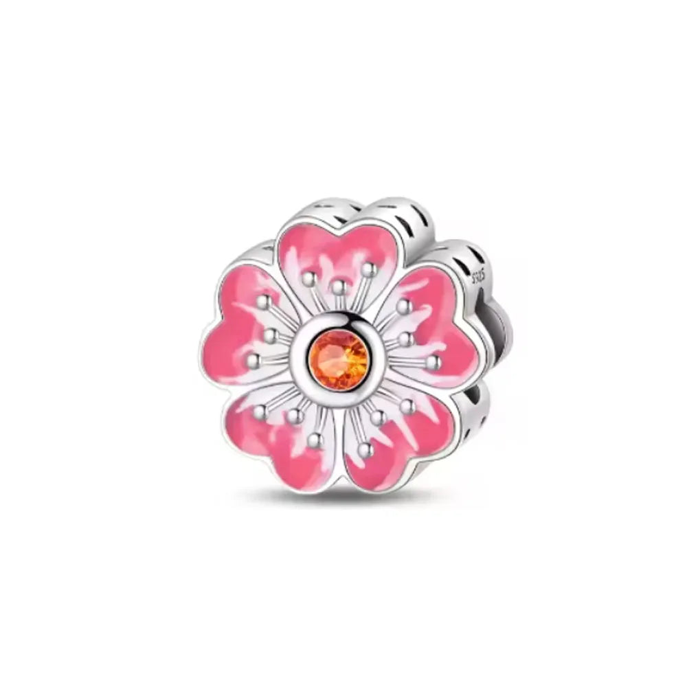 2026 Spring Pink Series Ballon Butterfly Flower Pendant Fit S925 European 925 Sterling Silver Bracelet Bangles Necklace Vera Lux