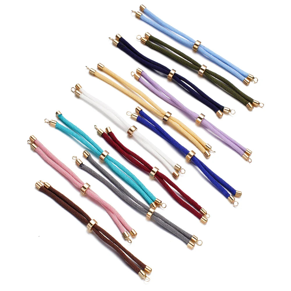 1pc Adjustable Nylon Braided Twisted Cords Slider Friendship Bracelets with Brass Cord End for Jewelry Making DIY Findings Vera Lux