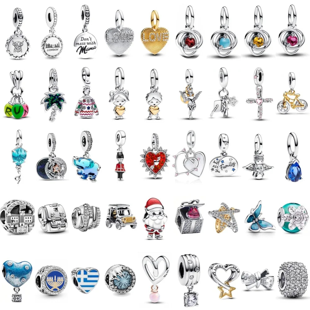 Hot Selling Christmas Santa 925 Silver Charm Bead Fit European Bracelet Bangles Women Necklace Jewelry Vera Lux