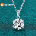 NeeTim 1ct 2ct 4ct Moissanite Necklace For Women 925 Sterling Silver Lab Diamond with Gold Plated Pendant Wedding Party Jewelry Vera Lux