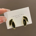 LATS New Korean Arrival Metal Trendy Fresh Lovely Sweet Grey Leaf Stud Earrings for Women 2024 Fashion Jewelry Gifts Vera Lux