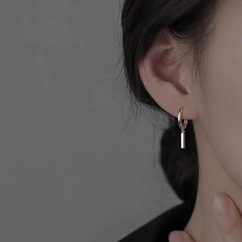 NBSAMENG 925 Sterling Silver Geometry Asymmetric Earring for Women Girl Simple Office Versatile Jewelry Gift Dropshipping Vera Lux