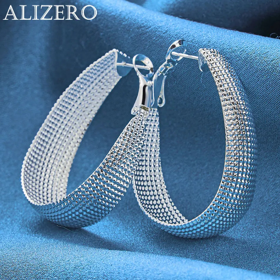 ALIZERO 925 Sterling Silver Earrings Simple Round Circle Hoop Earrings For Woman Fashion Wedding Engagement Charm Jewelry Gifts Vera Lux