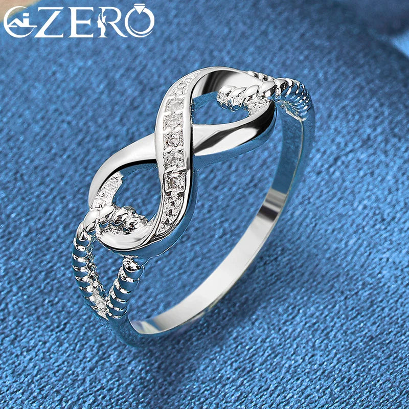 ALIZERO 925 Sterling Silver Zircon 8-Shape Ring for Women Wedding Rings Engagement Band Eternal Manifesto Jewelry Couple Gift Vera Lux