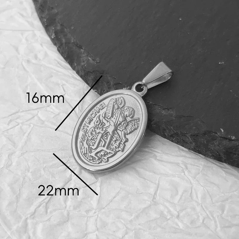 Stainless Steel Vintage Round Portrait Coin St. Michael Compass Pendants Charm For Women Necklace Making Diy Jewelry Vera Lux