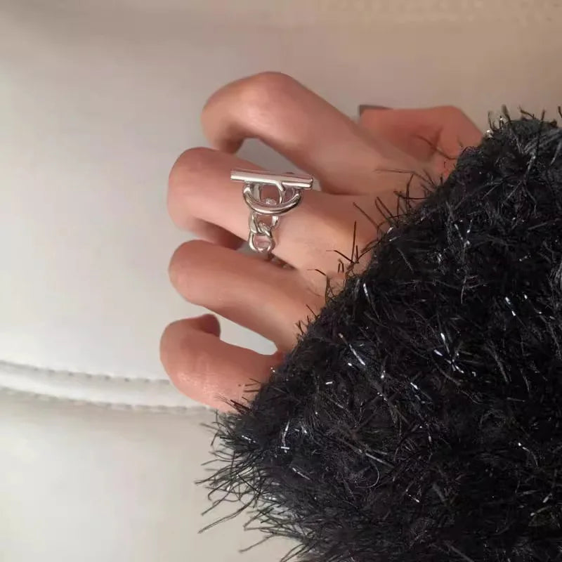 925 Sterling Silver Chain Simple Geometry Adjustable Ring For Women Fashion Wedding Fine Jewelry Wholesale Jewellery Vera Lux