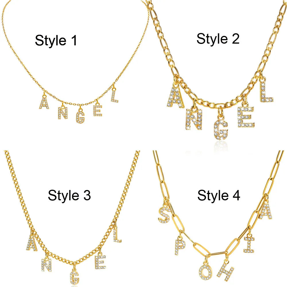 Personalized Initial Name Necklace Stainless Steel Women Alpahbet Letter Pendant ,Initial Collar Statement Charms Gift Vera Lux