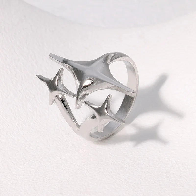 New European American Stainless Steel Ring Niche Teenage Design Featuring Star Like Minimalist Cool Personalized Temperament Vera Lux