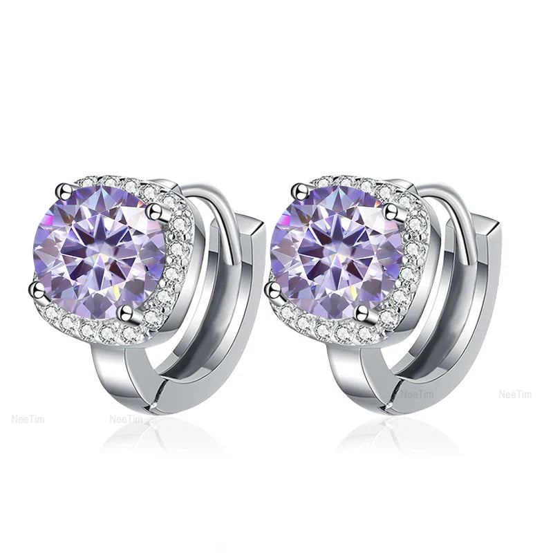 NeeTim 0.5ct 1ct Rainbow Color Moissanite Studs Earrings for Women S925 Silver Black Blue Pink Lab Diamond Wedding Stud Earring Vera Lux