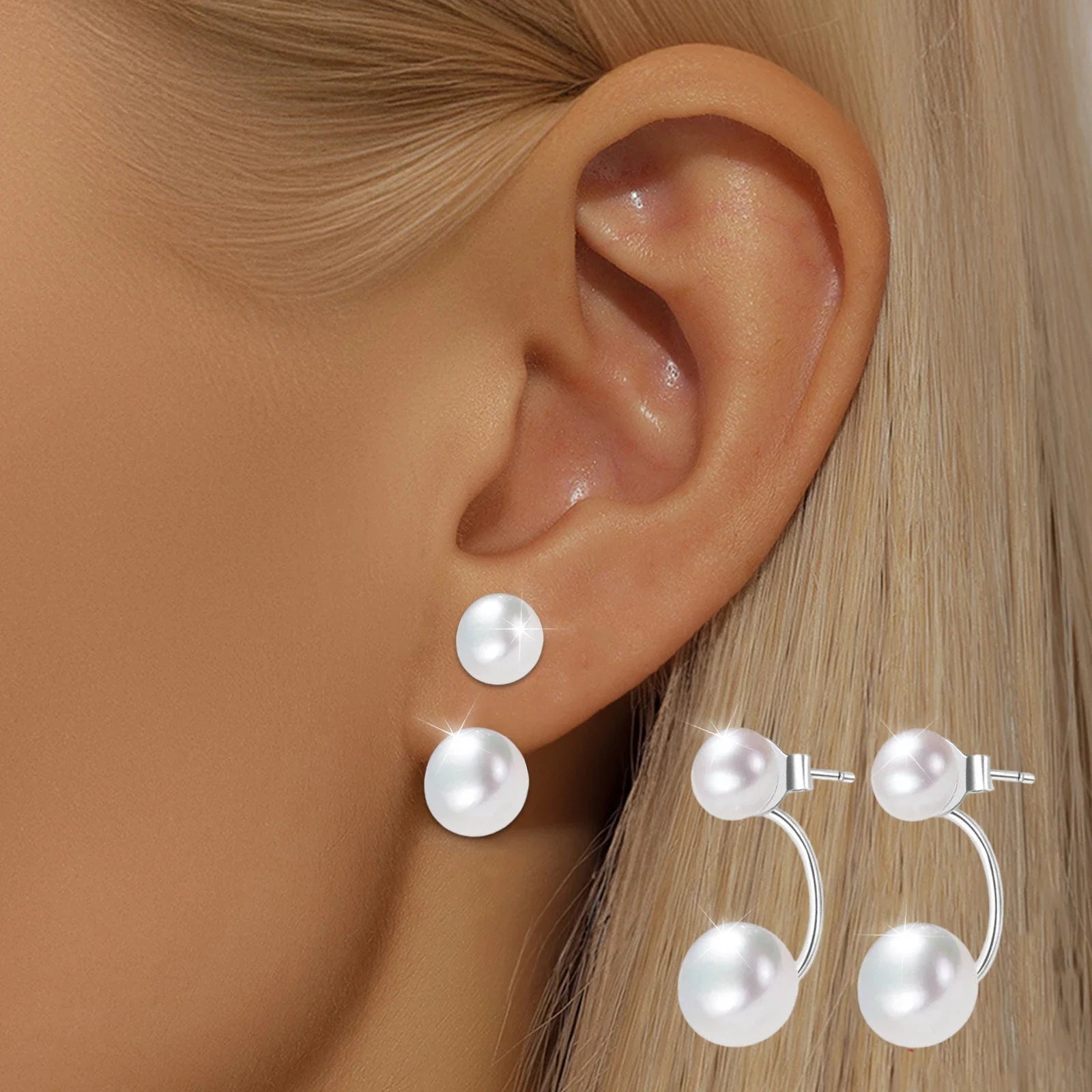 S925 Silver Small Pearl Stud Earrings Nearly Round, Subtle Elegance, Versatile Ear Adornments Vera Lux