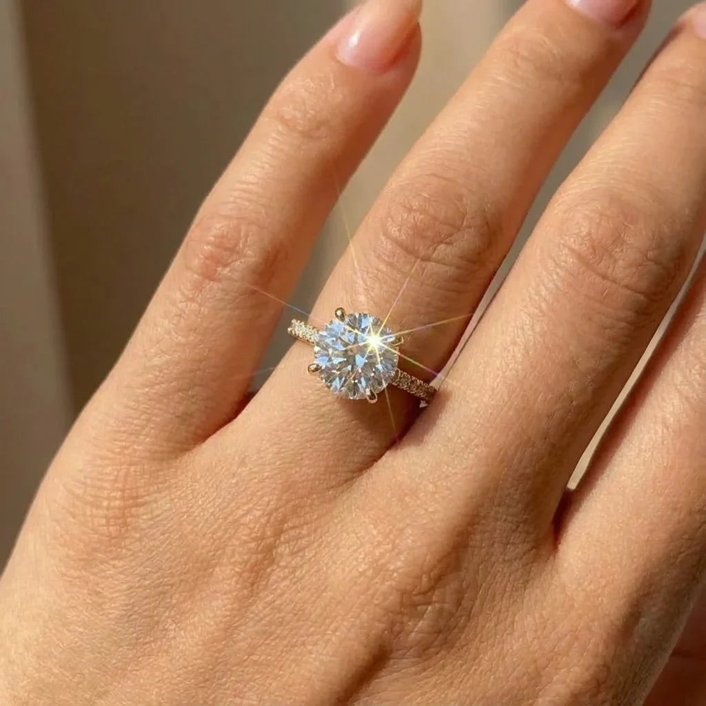925 Sterling Silver Gorgeous Shiny Zircon Round Rings for Women Anniversary Marry Luxury High Quality Fine Jewelry Gift Vera Lux