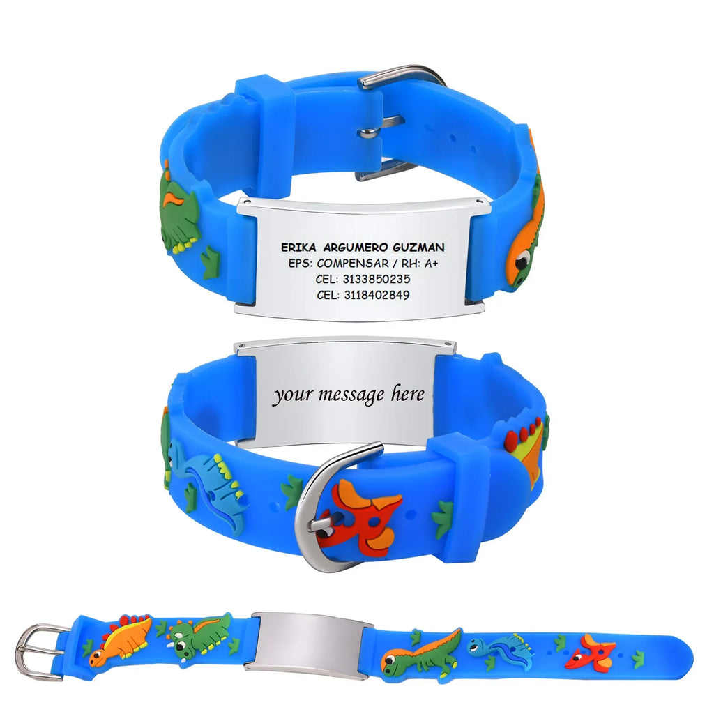 Customzied Personalized ID Bracelet for Little Girls Boys, Silicone Bracelet Adjustable, Engrave Quotes Inspirational Gift Vera Lux