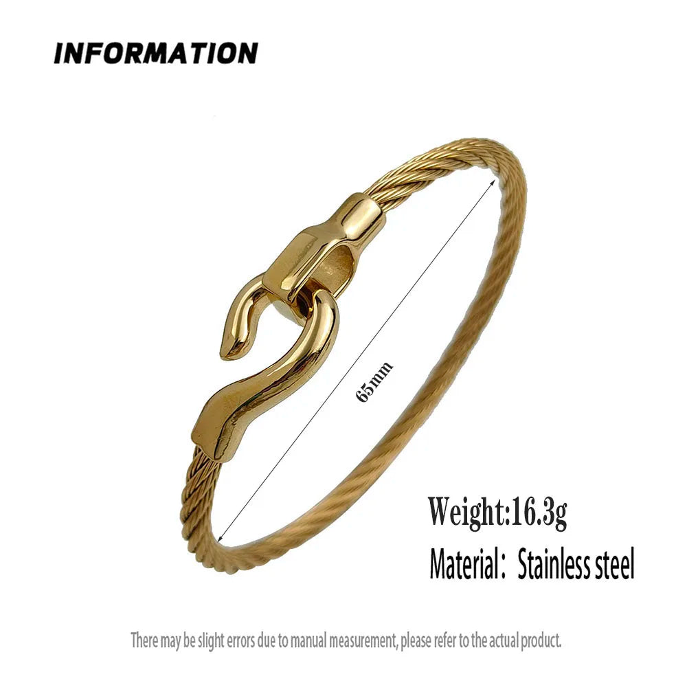 New steel wire button hook gold-plated stainless steel bracelet 18K, high quality waterproof couple bracelet, wife gift Vera Lux