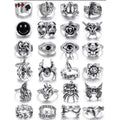 24Pcs Ring Set Alloy Personality Poker Card Smiley Ring Gothic Punk Hip Hop Trend Style Wear Matching Accessories Vera Lux