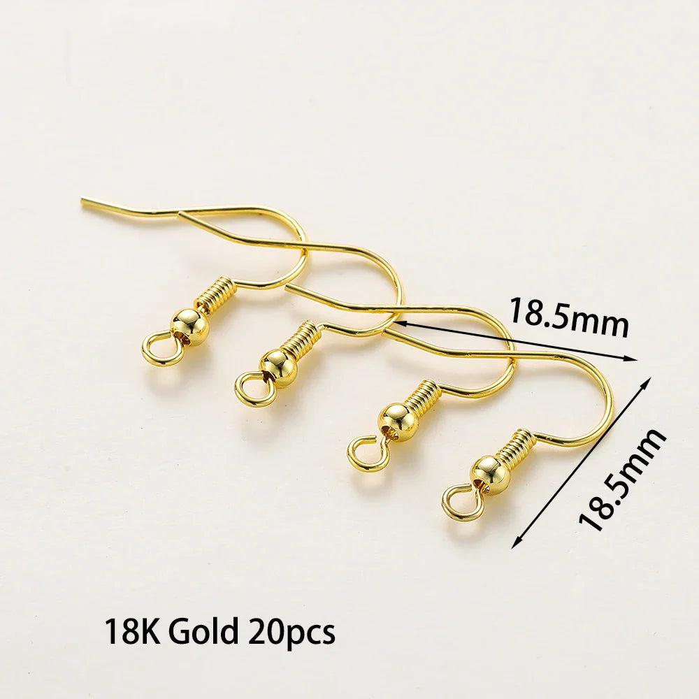 20pcs/lot 6 Styles 14K 18K Gold Plated Earring Wires With Ear Hook Earrings Clasp Findings Supplies For  DIY Jewelry Making Vera Lux