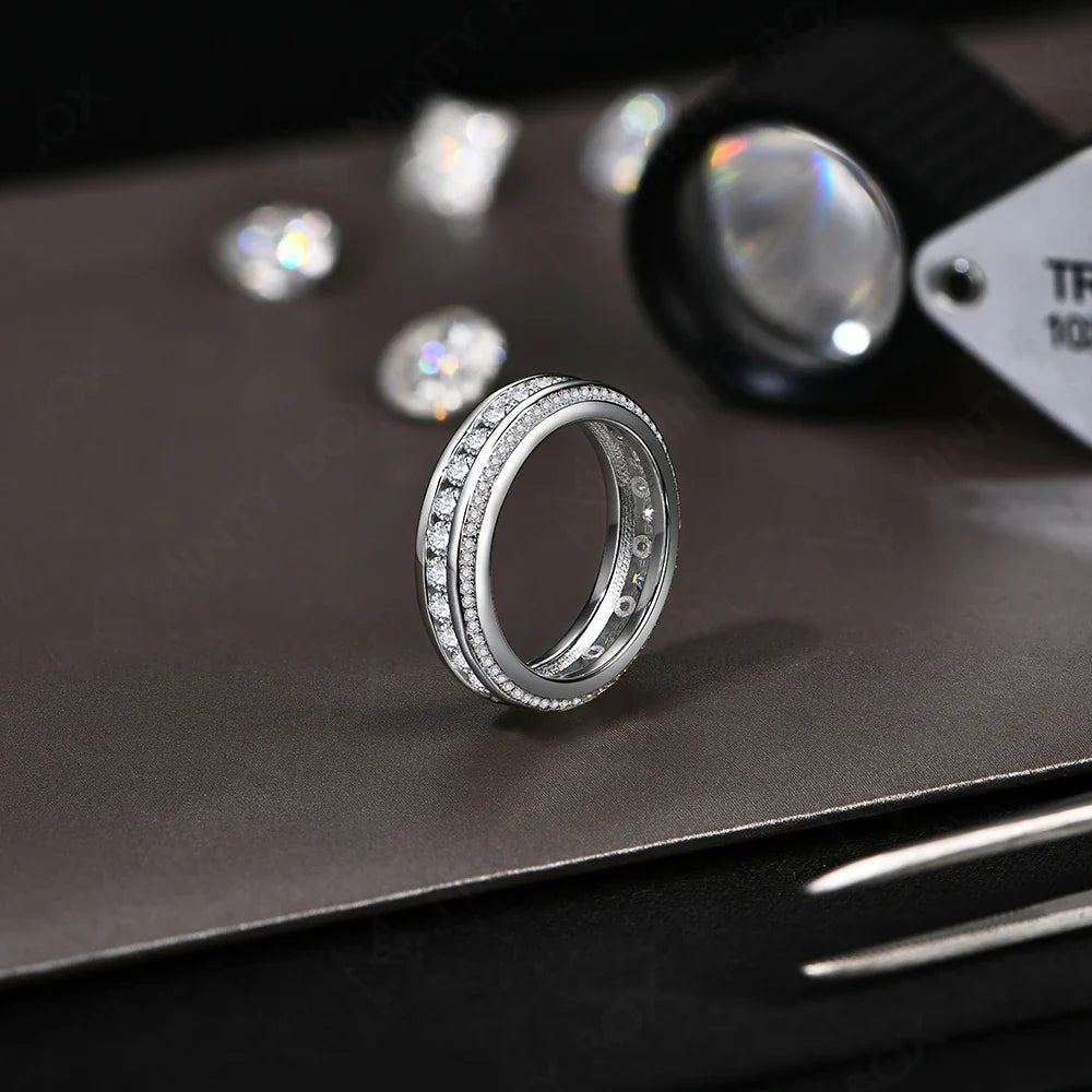 MINTYBOX  S925 Sterling Silver Moissanite Ring D VVS1 Lab Grown Diamond 1.68ctw Engagement Rings For Women Wedding Band Gift Vera Lux