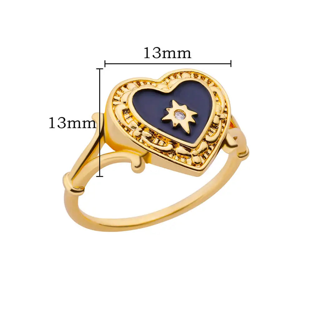 Heart Shape Zircon Rings For Women Stainless Steel Gold Color Aesthetic Couple Ring 2024 Trend Wedding Jewelry Gift For Friend Vera Lux