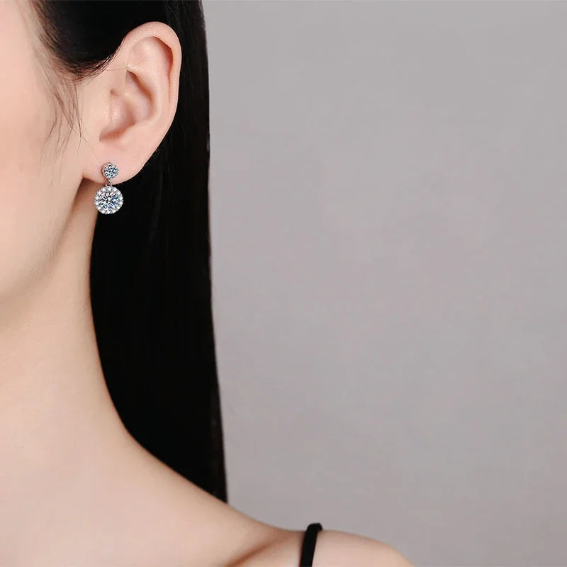 NeeTim 1ct Moissanite Earrings for Women S925 Sterling Silver 18k White Gold Plated Diamond Drop Earring Gifts with Certificate Vera Lux
