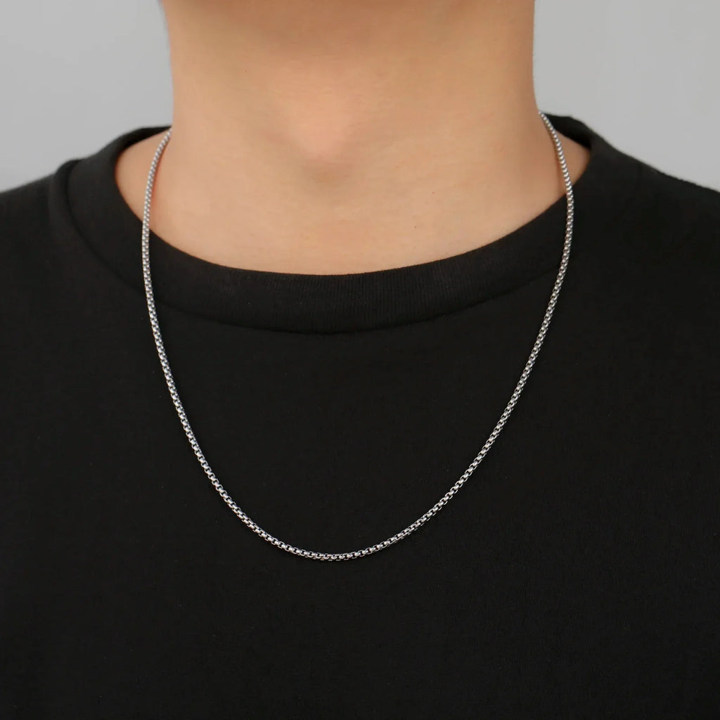 Skyrim Fashion Long Box Chain Necklace Stainless Steel Basic Punk 2-7mm Thick Chains Jewelry Gift for Men Women Wholesale Vera Lux