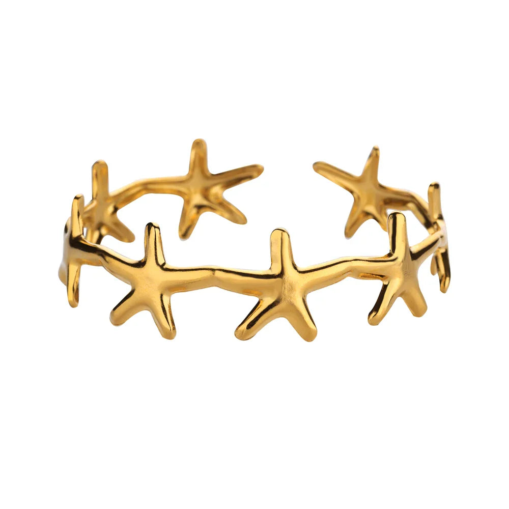 Minimalist Starfish Bangles For Women Lucky Stainless Steel Cuff Bracelets 2024 Trend Female Charm Jewelry Wrist Accessories BFF Vera Lux