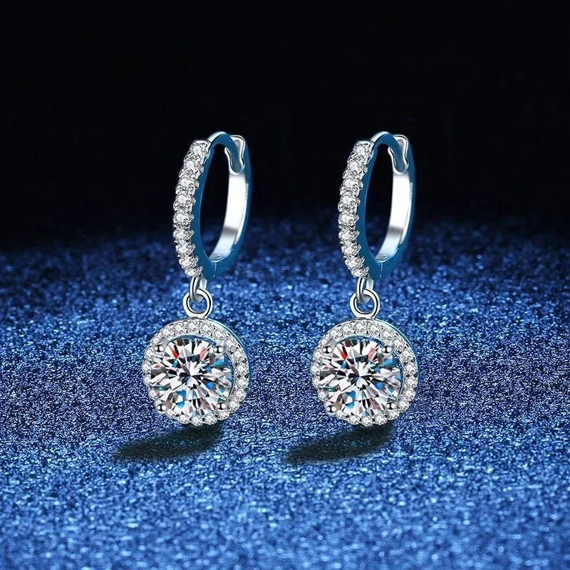 925 Sterling Silver 1 Carat Moissanite Round Earrings for Women Luxury Evening Style Vera Lux