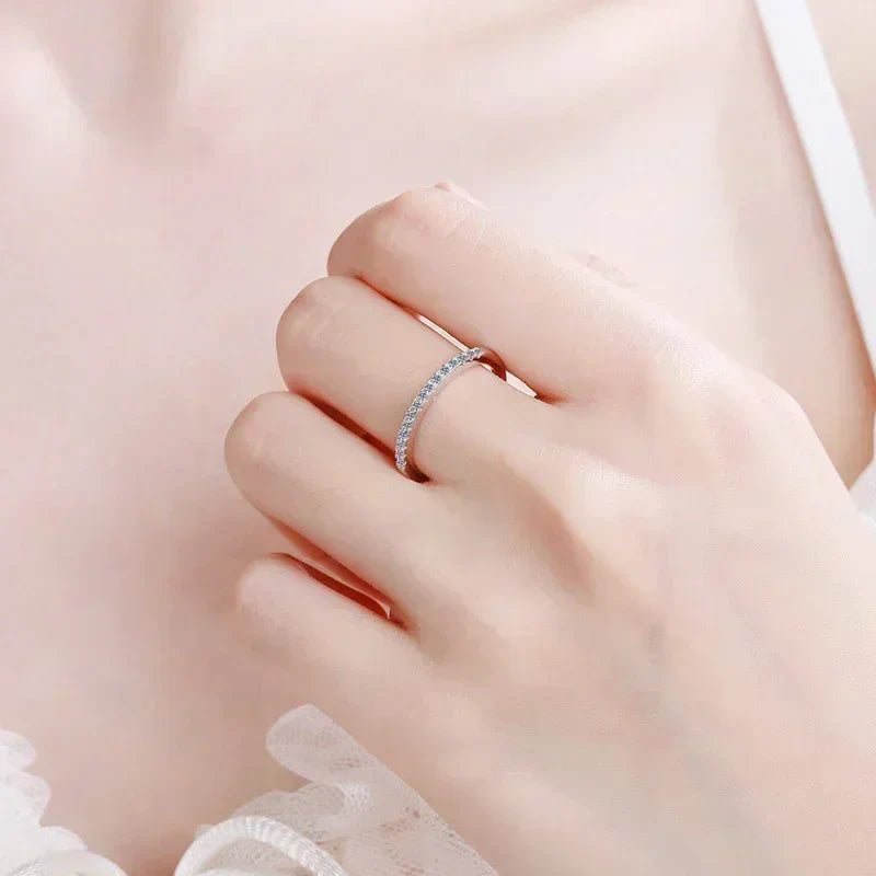 NeeTim Moissanite Ring 925 Sterling Silver with White Gold Plated Lab Diamond Eternity Band Engagement Wedding Rings for Women Vera Lux