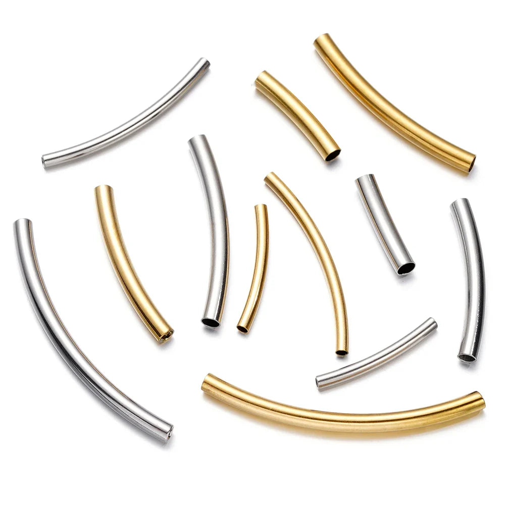 10Pcs/Pack Stainless Steel Curved Tube Spacer Beads Connectors For Handmade DIY Jewelry Making Bracelet Necklace Accessories Vera Lux