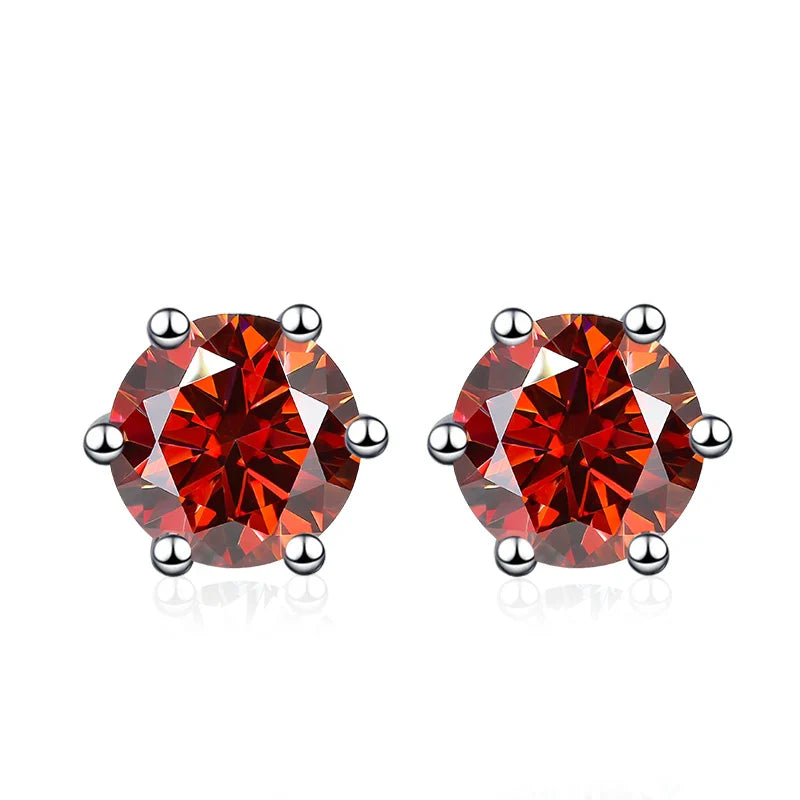 NeeTim 0.5ct 1ct 2ct Moissanite Stud Earrings for Women 925 Sterling Silver Green Pink Black Blue Grey Sparkling Studs Earring Vera Lux
