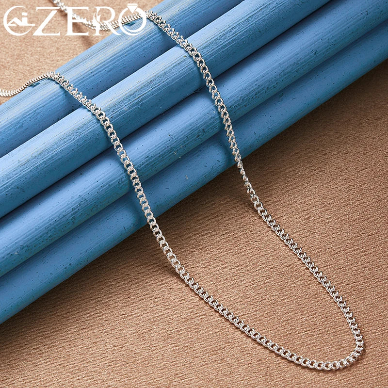 ALIZERO 40-70cm 925 Sterling Silver 2mm Side Chain Necklace For Women Men Wedding Party Fashion Charm Jewelry Gift Vera Lux