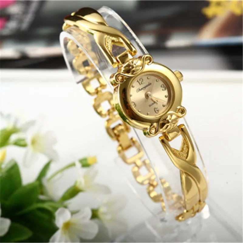 Golden Bracelet Watch For Women Small Dial Luxury Ladies Wristwatch Steel Elegant Quartz Female Clock Fashion Gift reloj mujer Vera Lux