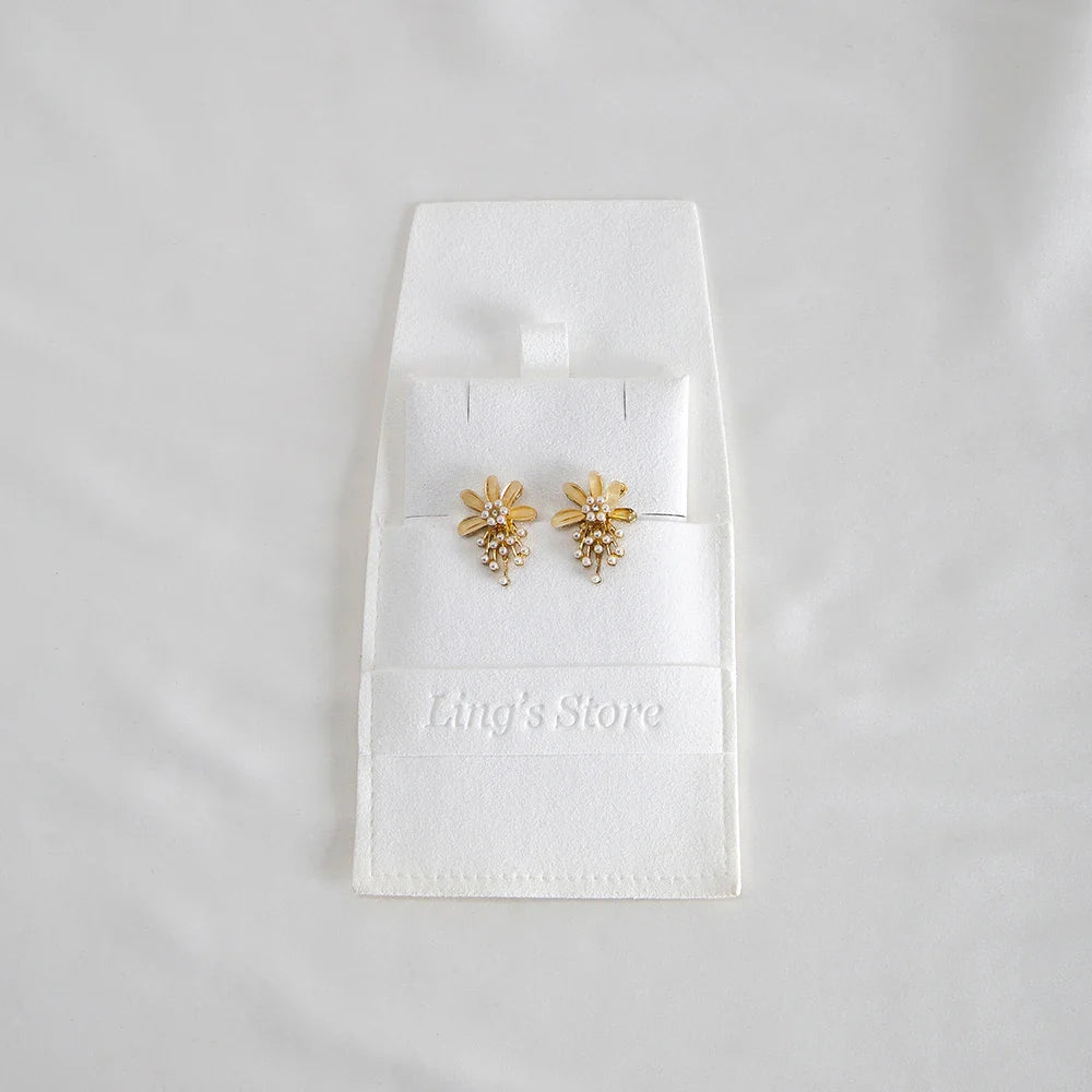 20/50/100pcs Personalized Logo Jewelry Microfiber Strip 8x8cm Bag Insert With 6x6cm Pad Card For Earrings Studs Necklace Pendant Vera Lux