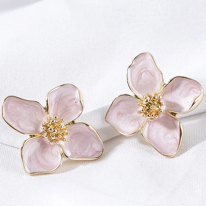 Obega Flower Earrings Stud Pink White Flowers Women Earring Post Spring Summer New Trendy Girls Cute Jewelrys Vera Lux